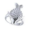 0.5Ct Round Cut Black Diamond Gothic Fish Engagement Wedding Ring Sterling Silver White Gold Finish
