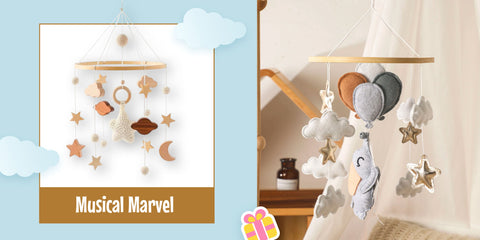 Baby Rattle Toy and Wooden Mobile for Crib Bed