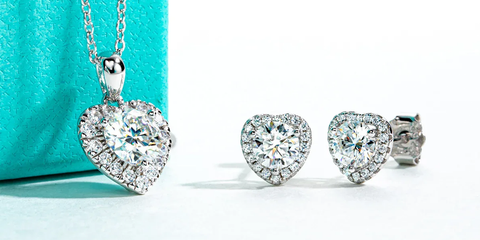 Anujewel 1ct Heart Moissanite Necklace Earrings Set