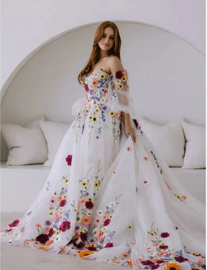 Prom Lace Embroidery Tulle Dress With Detachable Train - EVE my EARTH