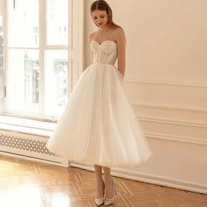 Wedding Dress Strapless A-Line Bridal Gowns Mopping Length - EVE my EARTH