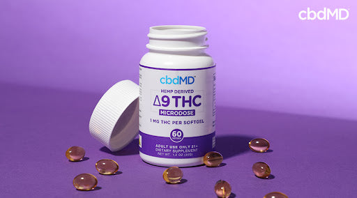 Delta 9 microdose capsules with just 1 mg of THC per softgel