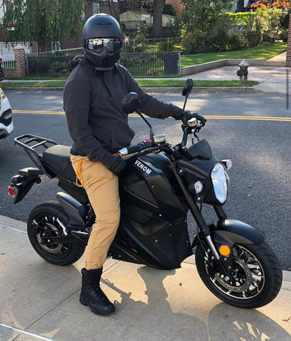 Electric Grom Motorcycle 2020 from Venom Motorsports Canada USA rider matte black