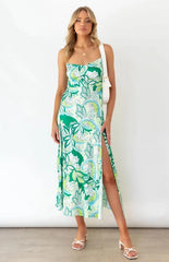 Women's Floral Side Strap Slit Dress