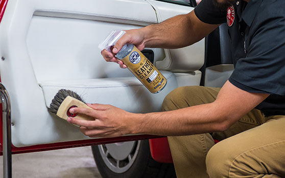 Leather Cleaner being Used on Inside of a Car Door