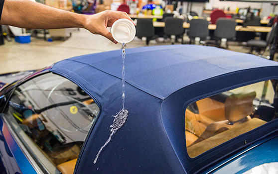 Pouring Water on a Protected Convertible Top