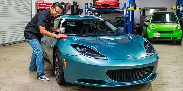 Car Being Polished with Paste Wax