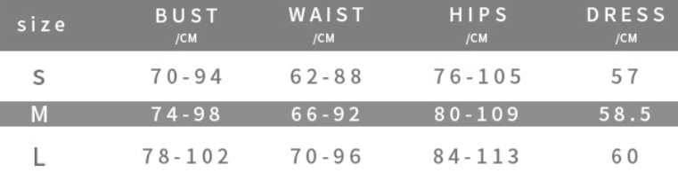 cherry dress size chart