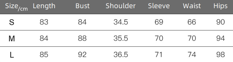 emily dress size chart