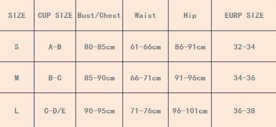 reign bikini size chart