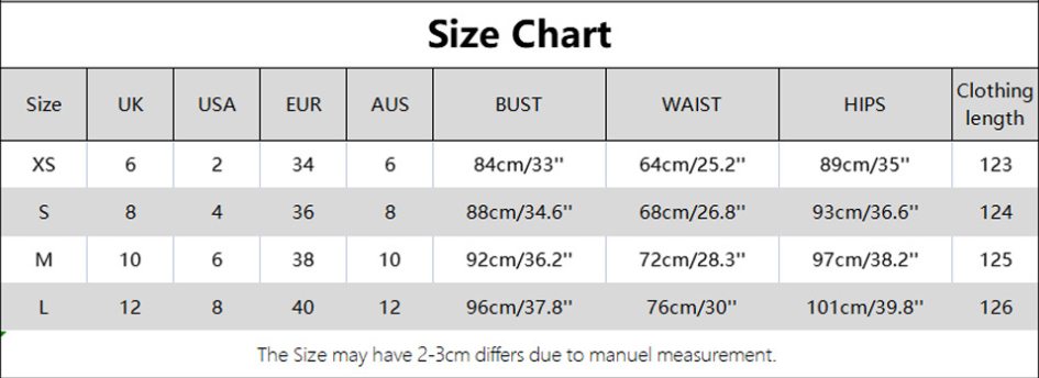 sofia dress size chart