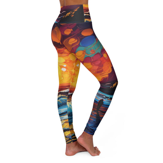 High Waisted Yoga Leggings Happy Swirl – Down To Mars Art