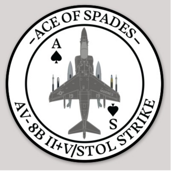 Officially Licensed VMA-231 Ace of Spades AV-8B Harrier Sticker ...