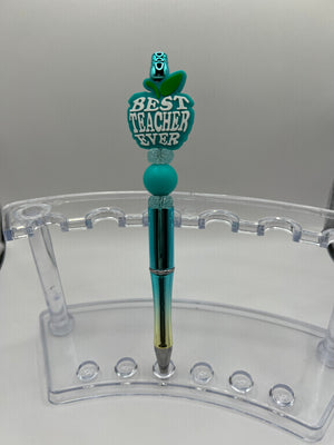 “Best Teacher Ever” Ombré Teal Pen - KF Creations