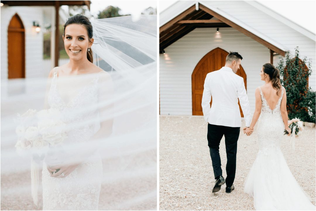 Details of the back of Caitlin's beaded wedding dress 