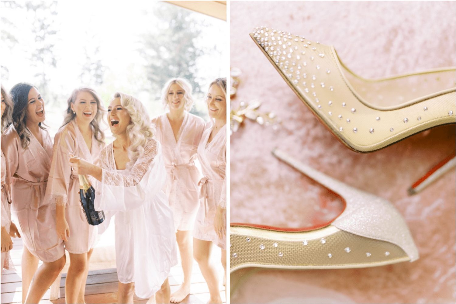 The bridesmaids and bombshell bride Karlie + Louboutin heels