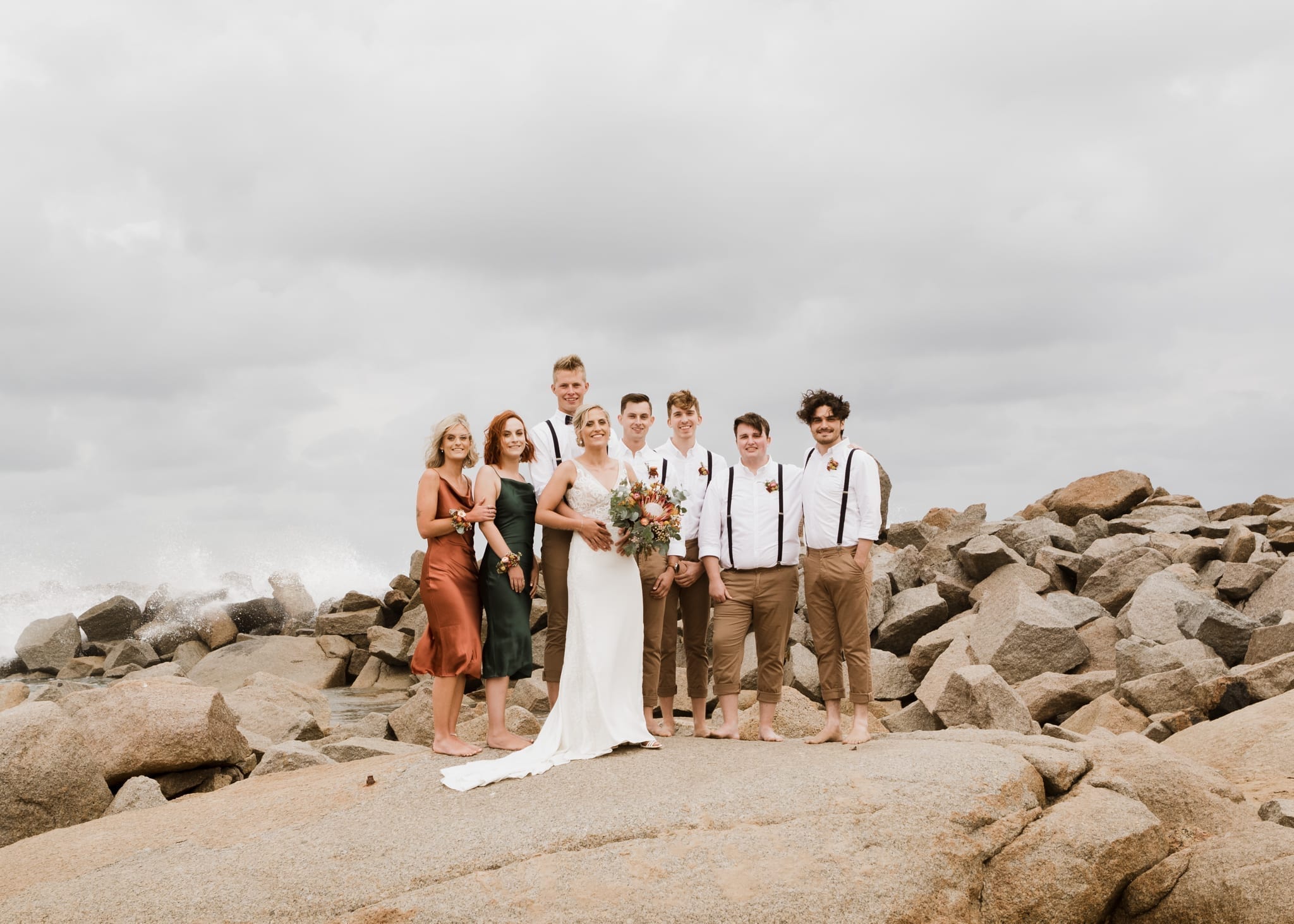 The wedding party at Ladies Beach