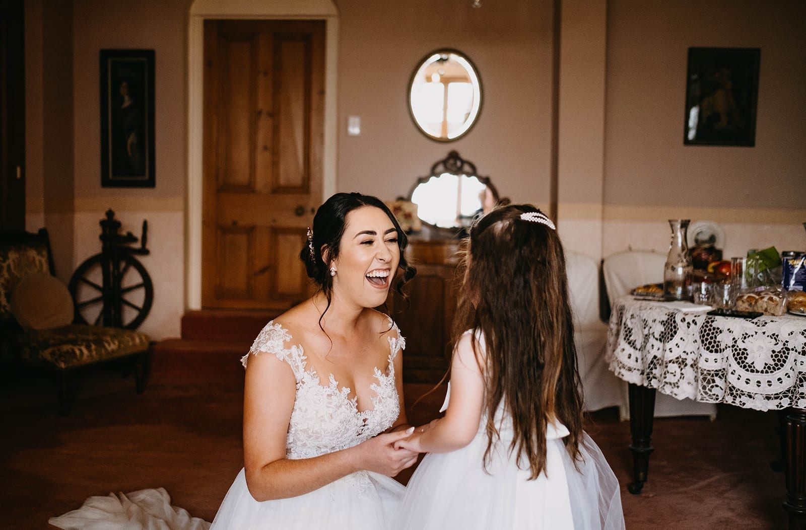 Bride Monique with Flower Girl