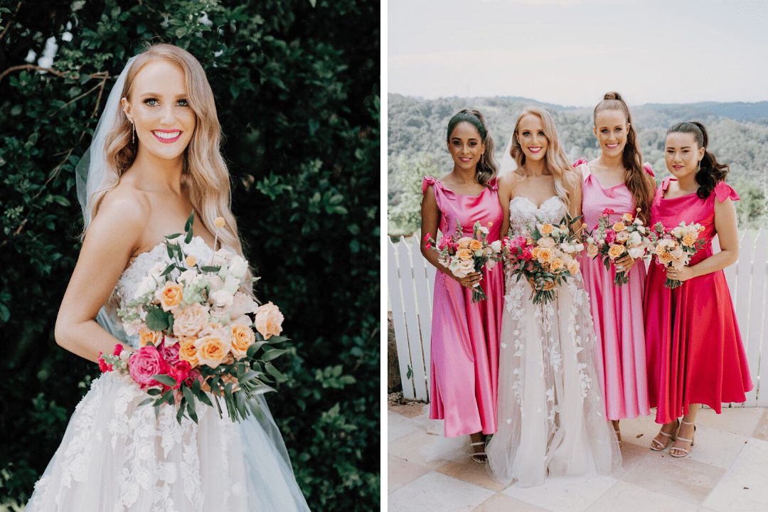 Bride with her bridesmaids