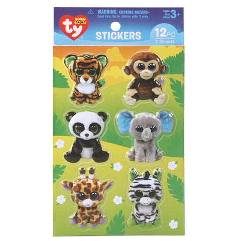 Beanie Boos Jungle Stickers, beanie boos stickers, jungle animal stickers, panda stickers, giraffe stickers