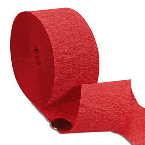 red crepe paper streamer, red streamers, red party streamers