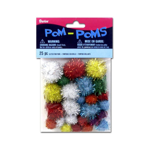 1 Inch Red Poms | Red Pom Pom | Red Tinsel Pom Poms - 1 Inch - 6/Pkg  (dar115430)