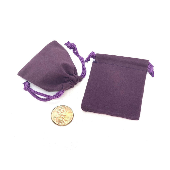 Velour Bags with 2 Satin Ribbon Pull Cords - Purple - 2in. x 2in. x 1/2in. - Pack of 25 Bags (givb0101purp)