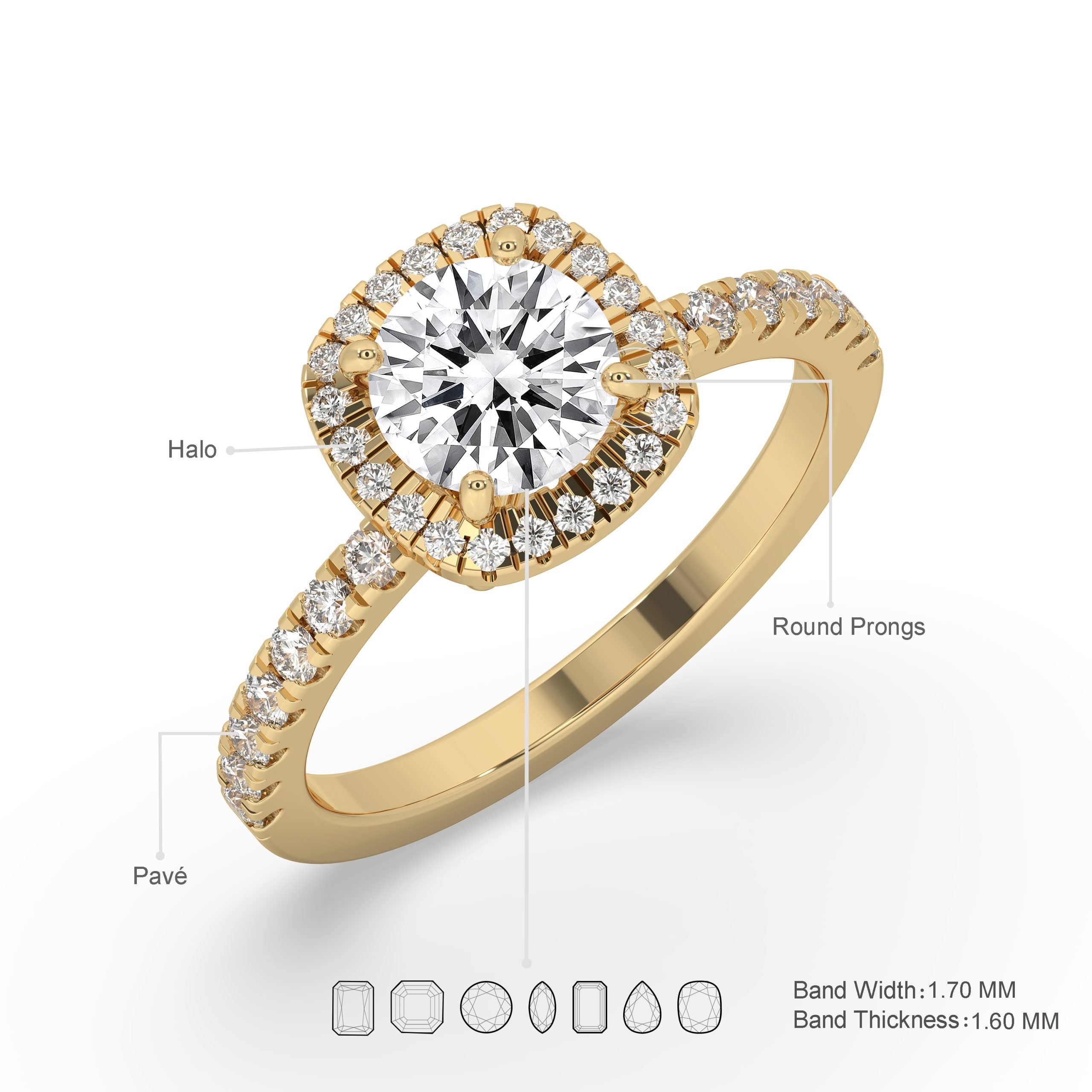 Round Cut Halo Engagement Rings