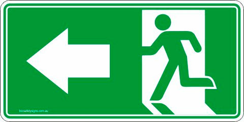 Emergency Exit Left Arrow Safety Signs and Stickers – BSC Safety Signs ...