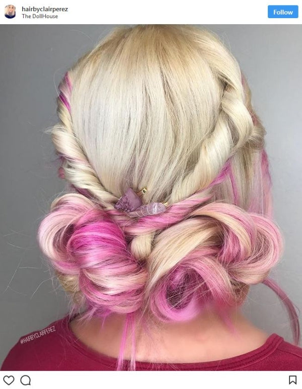 Blonde and Pink Updo