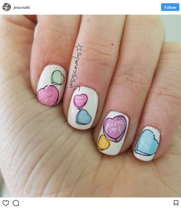 Pastel Hearts Nail Art