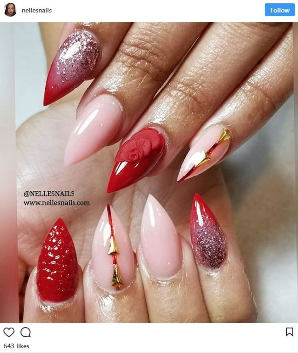 Red and Pink Nail Art