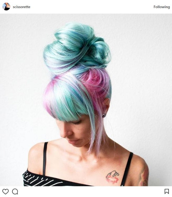 Light Blue and Pink Updo