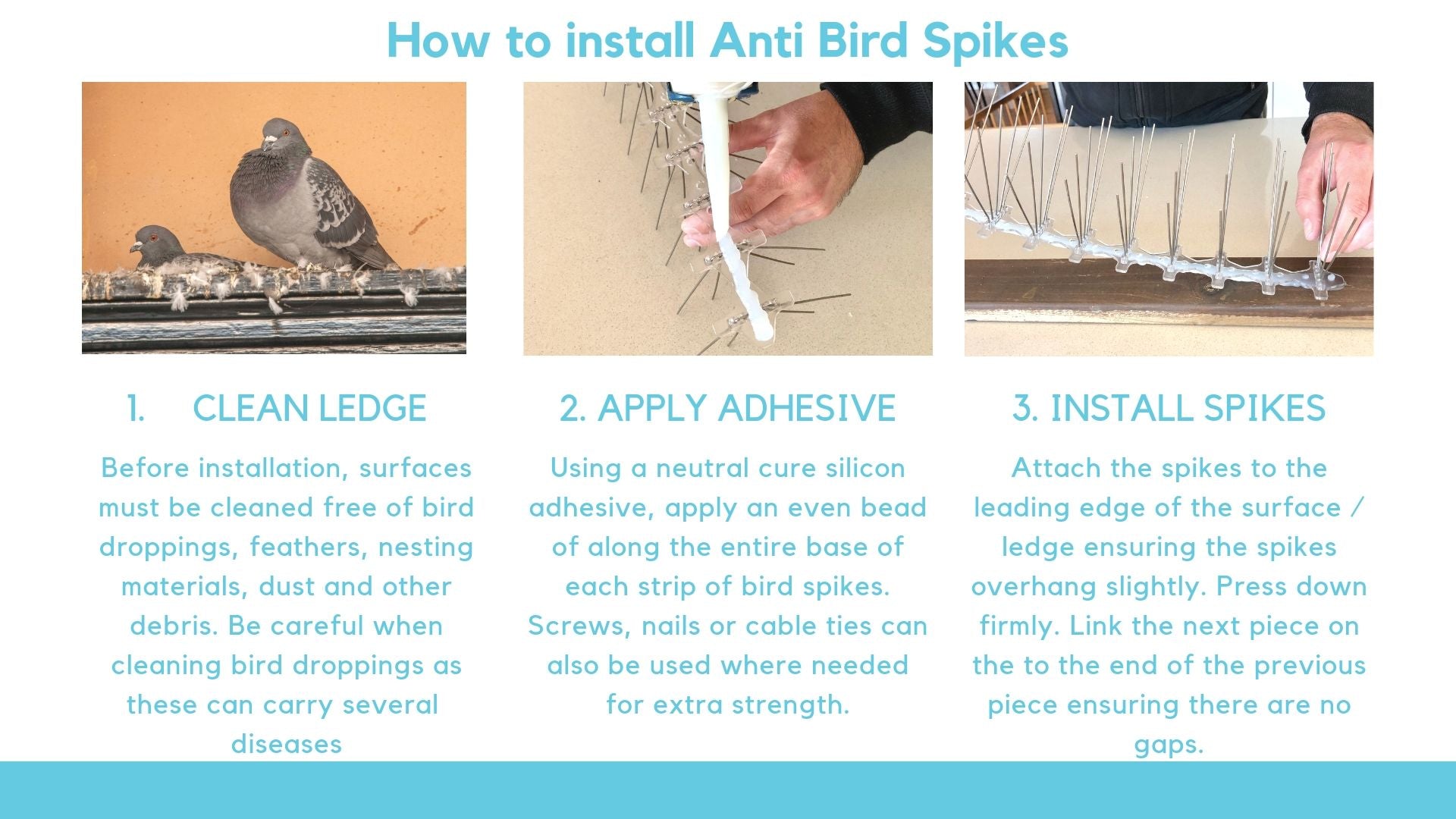 Anti Bird Spikes Installation Instructions