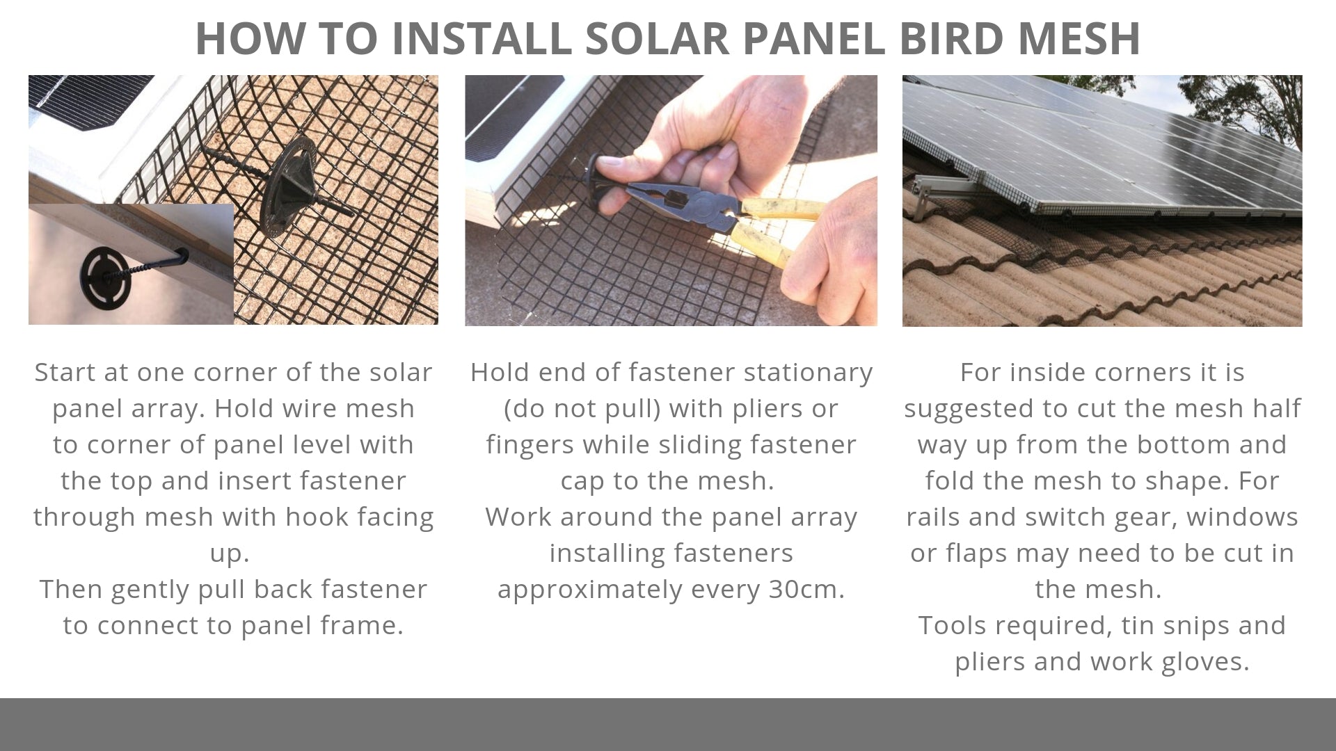 How to install solar panel bird mesh