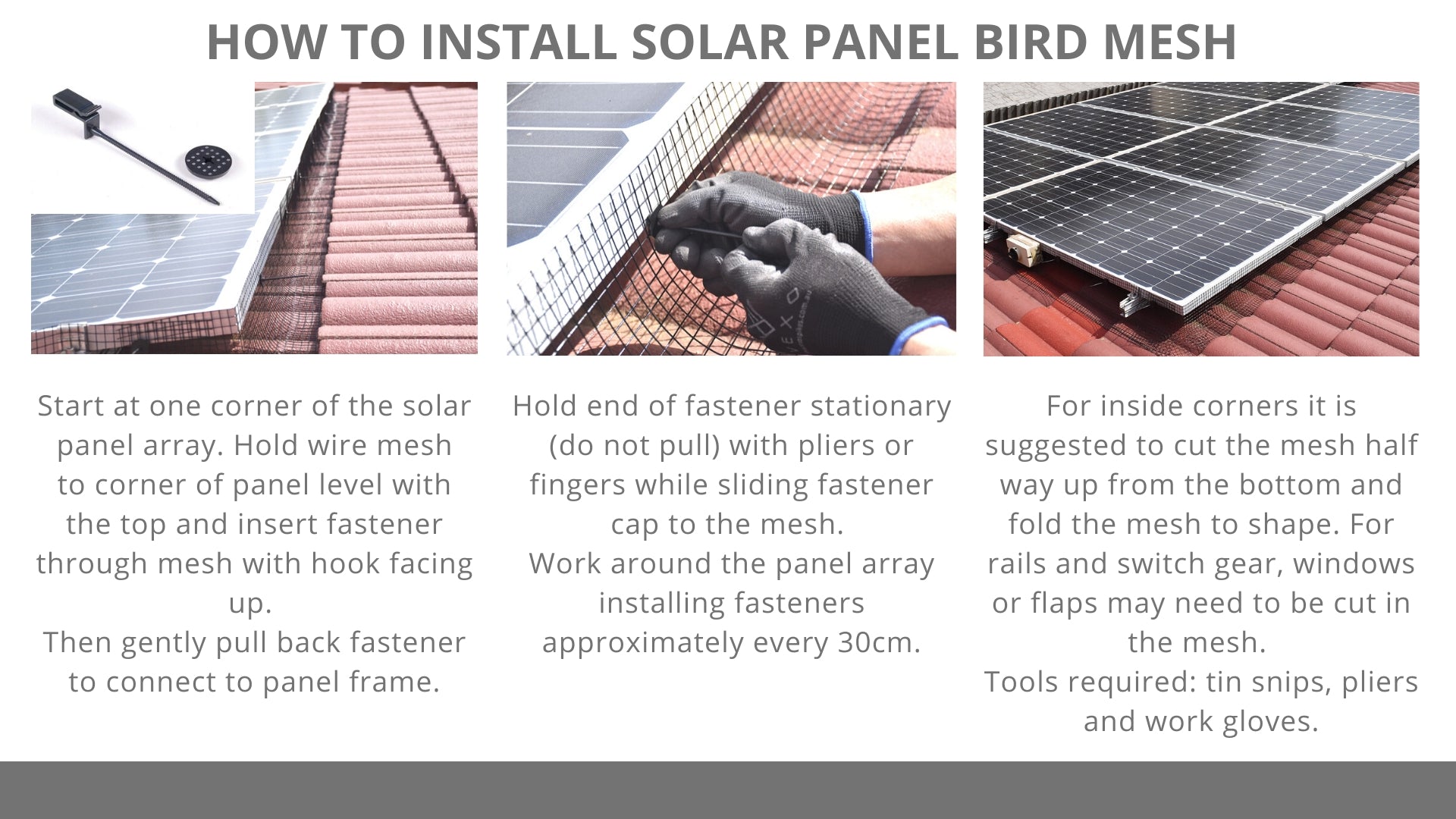 How to install solar panel bird mesh