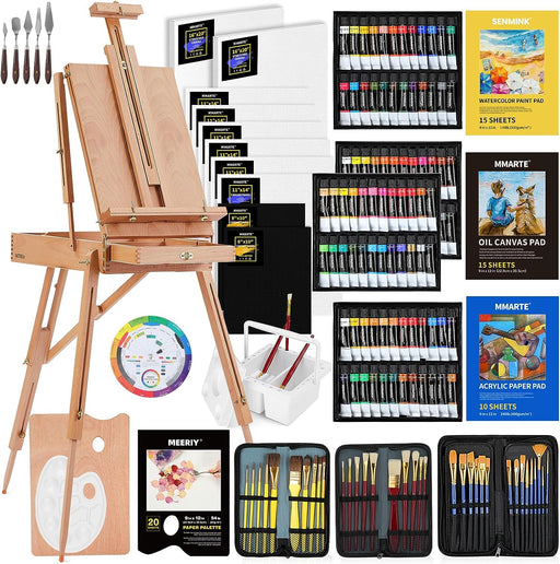 24 Pcs Artist Paint Brush Set Carry Pouch for Watercolor, Acrylic, Oil –  WoodArtSupply