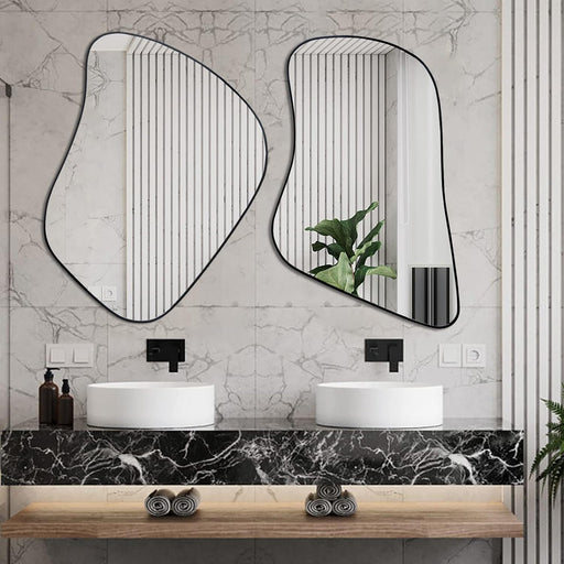 POZINO Irregular Mirror, Asymmetrical Mirror, Cloud Mirror, Wavy Mirror,  Vanity Mirror for Wall Decoration, Gold Framed Wall Mirror for Living Room