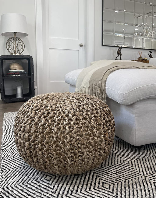 Jute Braided Pouf