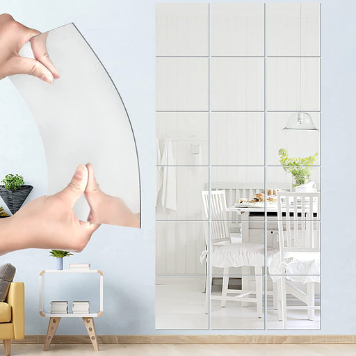 Shatterproof Acrylic Mirror Tiles, 8 x 8 Plastic Mirror Stickers self  Adhesive,Acrylic Mirrors for Wall, Flexible Mirror Sheets for Wall Decor,  Home