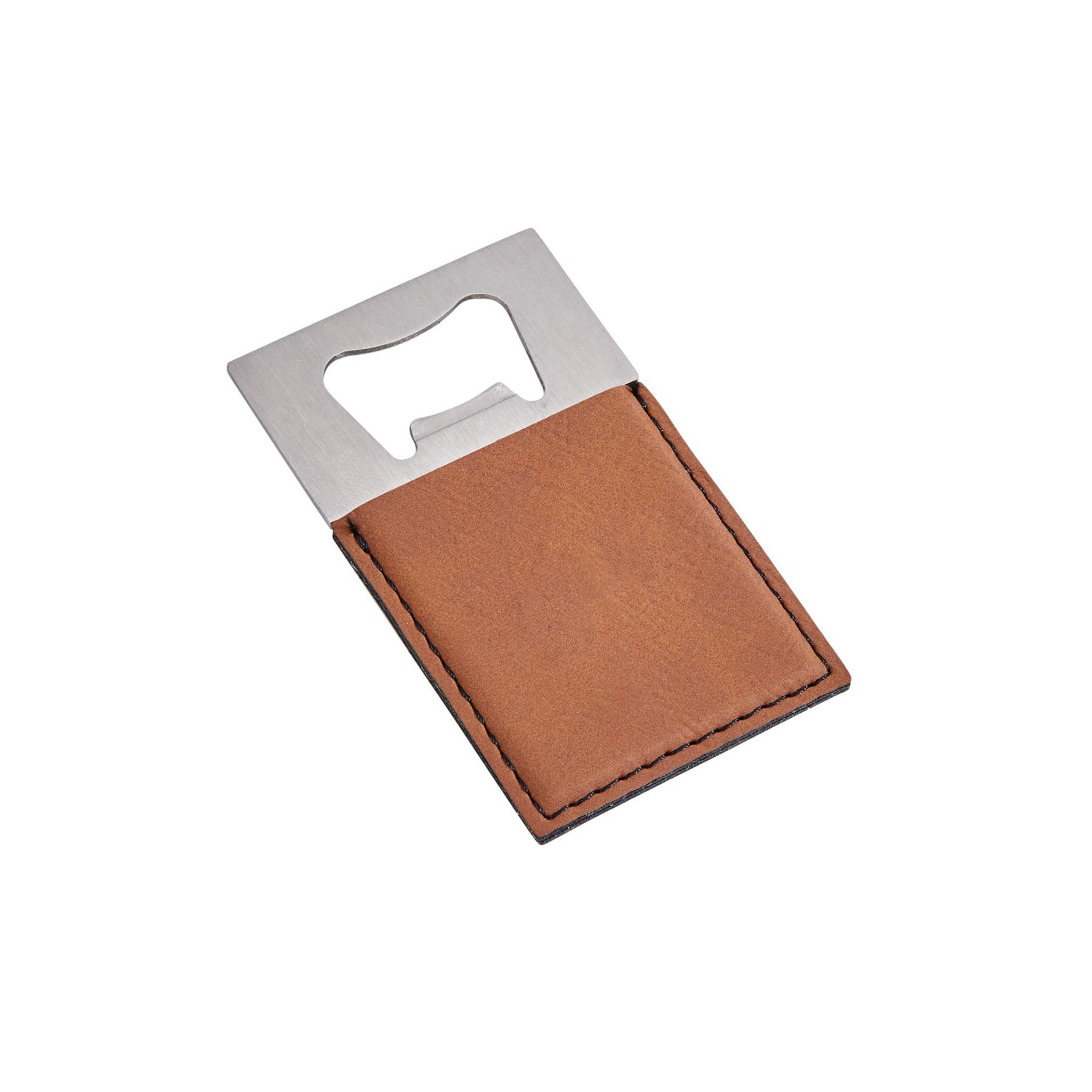 Caramel Leatherette Bottle Opener - 3.5" x 2"