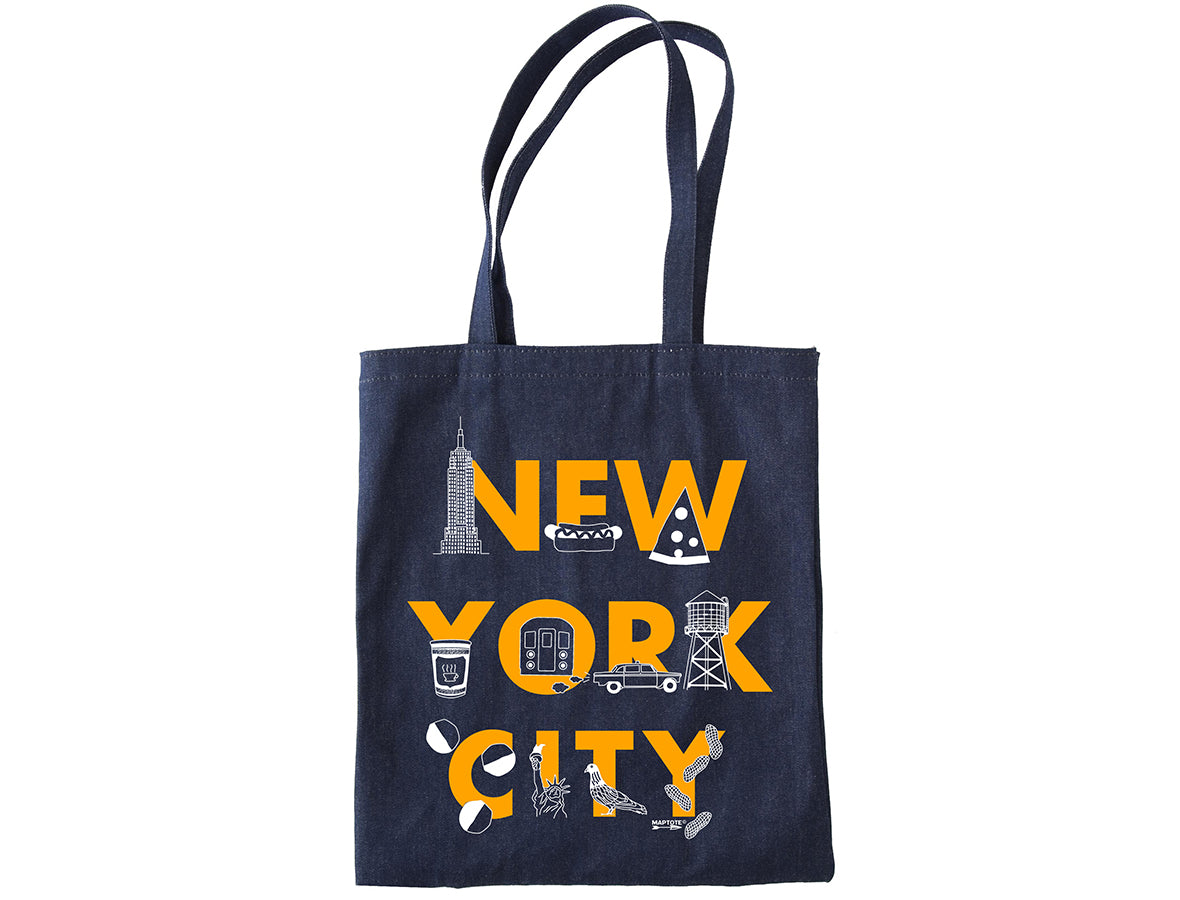 Maptote New York City Font Denim Tote