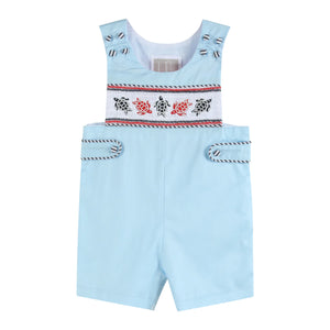 Blue & Red Turtle Applique Smocked Shortalls - R&R Palmetto Sales LLC