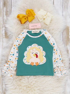 Deep Emerald Embroidered Turkey Ruffle Top - R&R Palmetto Sales LLC