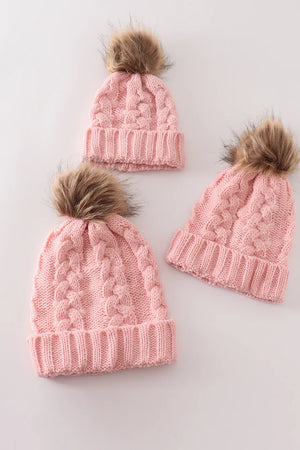 Pink Pompom Cable Beanie - Kids - R&R Palmetto Sales LLC