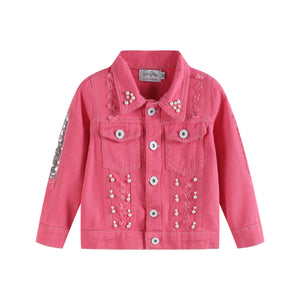 Ruffles - Pink Butterfly Sequin Denim Jacket - R&R Palmetto Sales LLC