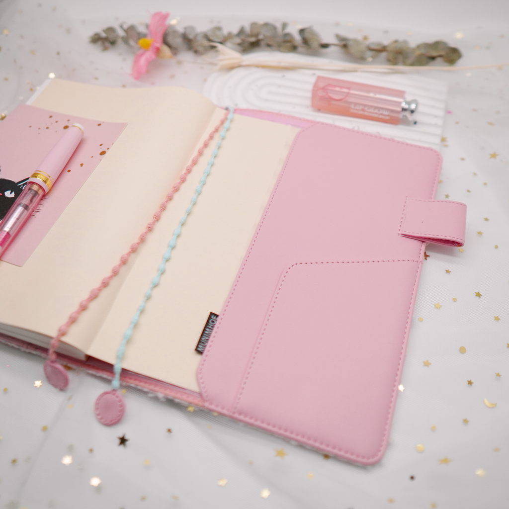 Pink Leather A6 Agenda, Pink Vegan Leather Planner, Pink A6 Planner