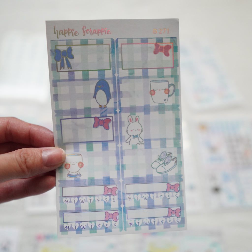 Planner Stickers : Skinny Date Cover // Warm & Fuzzy (2 Foiled sheets)  (B316)