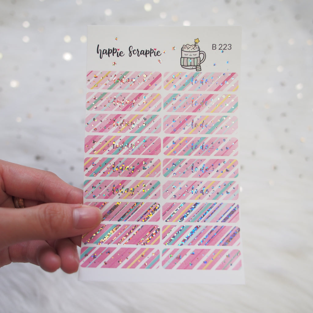 Planner Stickers : Sweater Weather- Holo Glitter Foiled Bow Tabs (B196