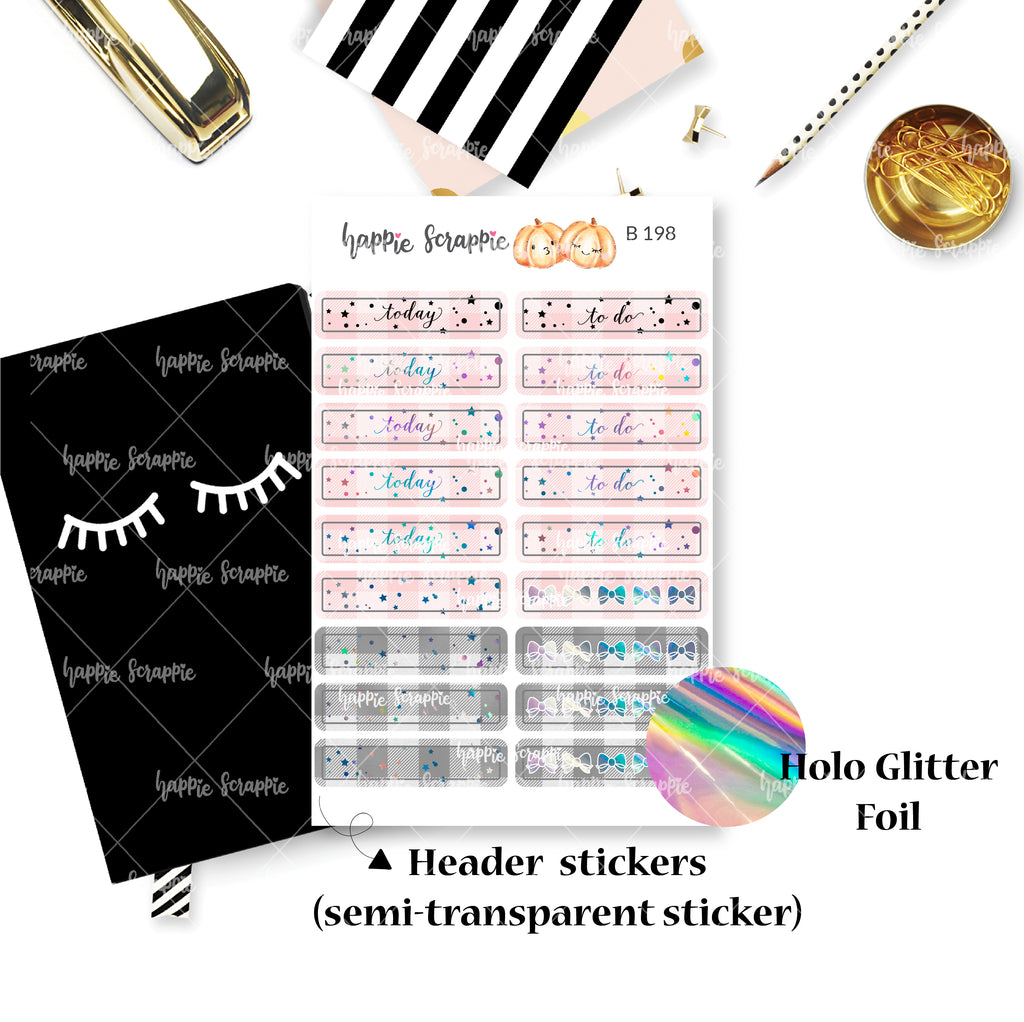 Planner Stickers : Sweater Weather- Holo Glitter Foiled Bow Tabs (B196